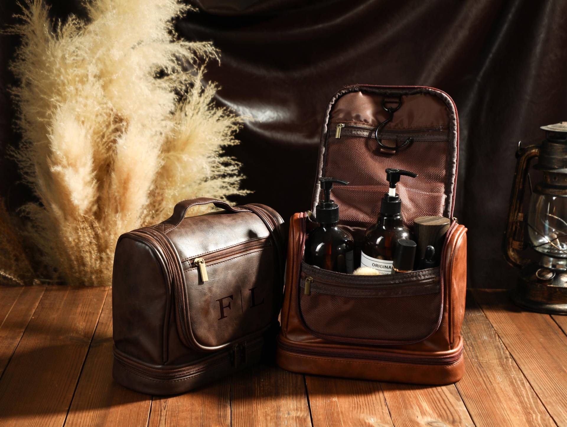 Personalisierte Reisetasche Aus Leder, Dopp Kit Graviert, Geschenk Für Trauzeugen, Weihnachtsgeschenk Ihn, Reise-Toilettenbeutel von ValentinVolice