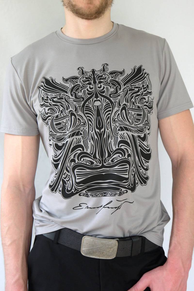 Designer T-Shirt Herren, Grau Herren Motive T-Schirt, Kreatives Männer Geschenk, Modern Look T-Shirt, Original von Valentinamuenchen