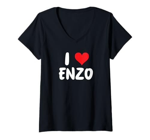 Damen I Love Enzo - Herz - Name T-Shirt mit V-Ausschnitt Damen I Love Enzo - Herz - Name T-Shirt mit V-Ausschnitt von Valentine Anniversary Apparel for Men Women by RJ