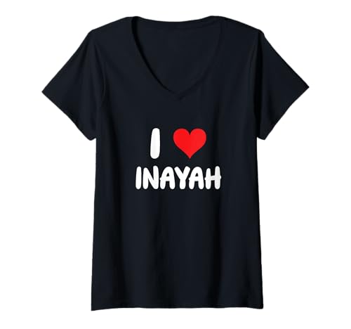 Damen I Love Inayah - Herz T-Shirt mit V-Ausschnitt Damen I Love Inayah - Herz T-Shirt mit V-Ausschnitt von Valentine Anniversary Apparel for Men Women by RJ