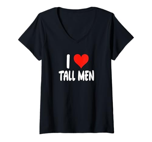 Damen Ich Liebe große Männer - Herz - Lustiges Date Dating Freund T-Shirt mit V-Ausschnitt von Valentine Anniversary Apparel for Men Women by RJ