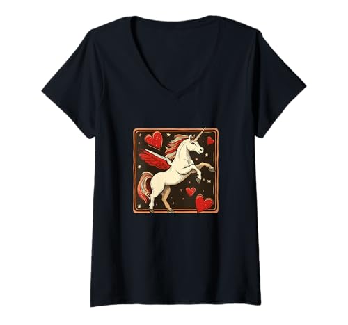 Damen Liebe ist magisch mit diesem lustigen Valentinstags-Einhorn-Outfit T-Shirt mit V-Ausschnitt Damen Liebe ist magisch mit diesem lustigen Valentinstags-Einhorn-Outfit T-Shirt mit V-Ausschnitt von Valentine Unicorn
