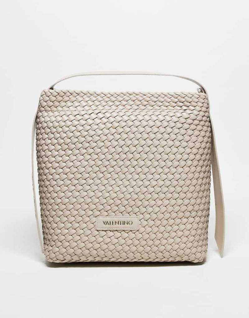 Valentino - Shantel - Große, weiche Schultertasche in Cremeweiß mit Webstruktur von Valentino Bags