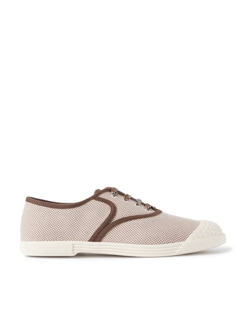 Valentino Garavani - Bay By Bay Webbing-Trimmed Checked Canvas Sneakers - Men - Neutrals - EU 40 von Valentino Garavani