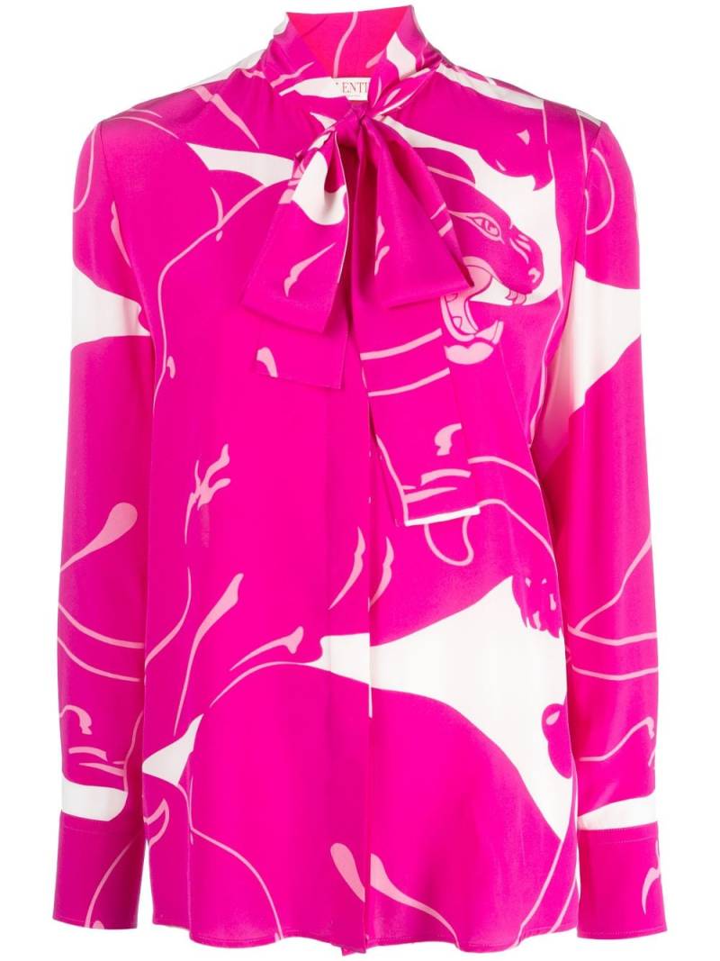 Valentino Garavani Bluse aus Seide mit Panther-Print - Rosa von Valentino Garavani