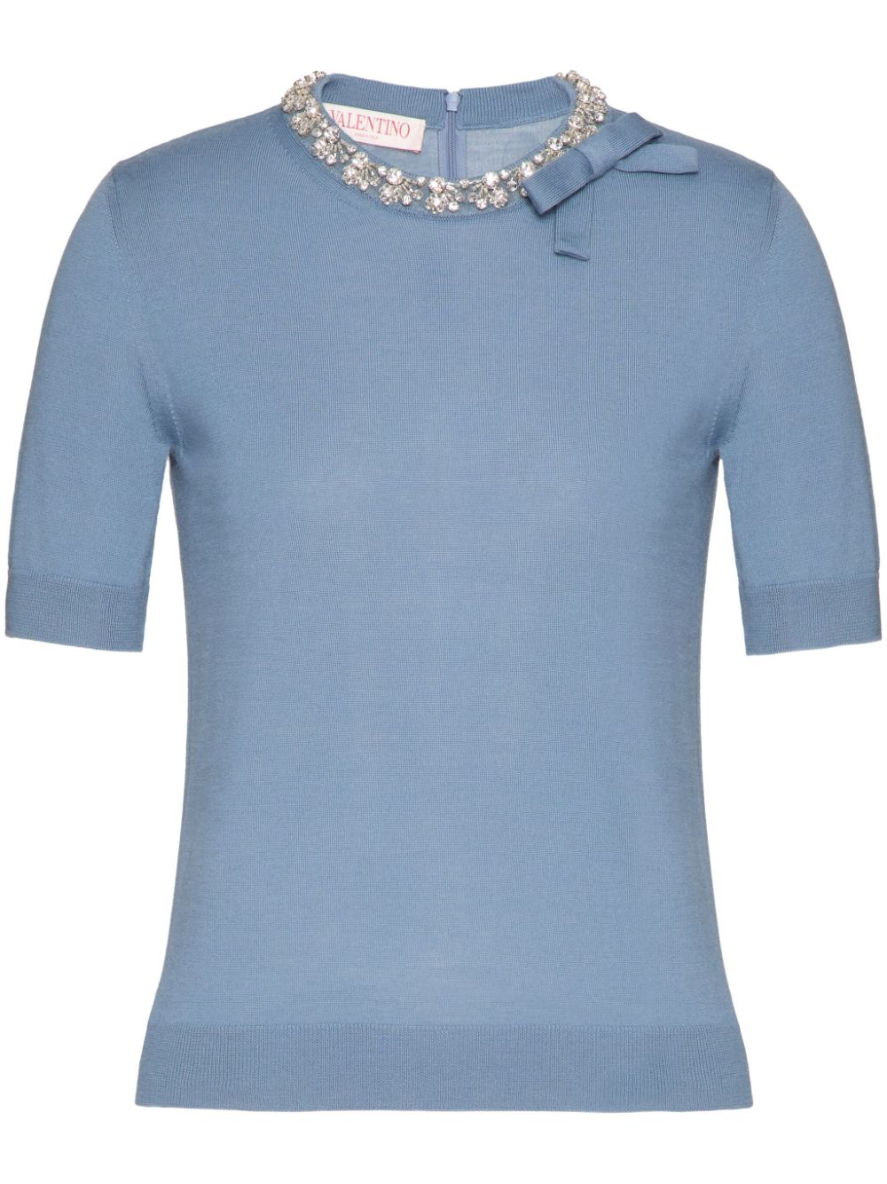 Valentino Garavani Fein gestricktes T-Shirt mit Kristallen - Blau von Valentino Garavani