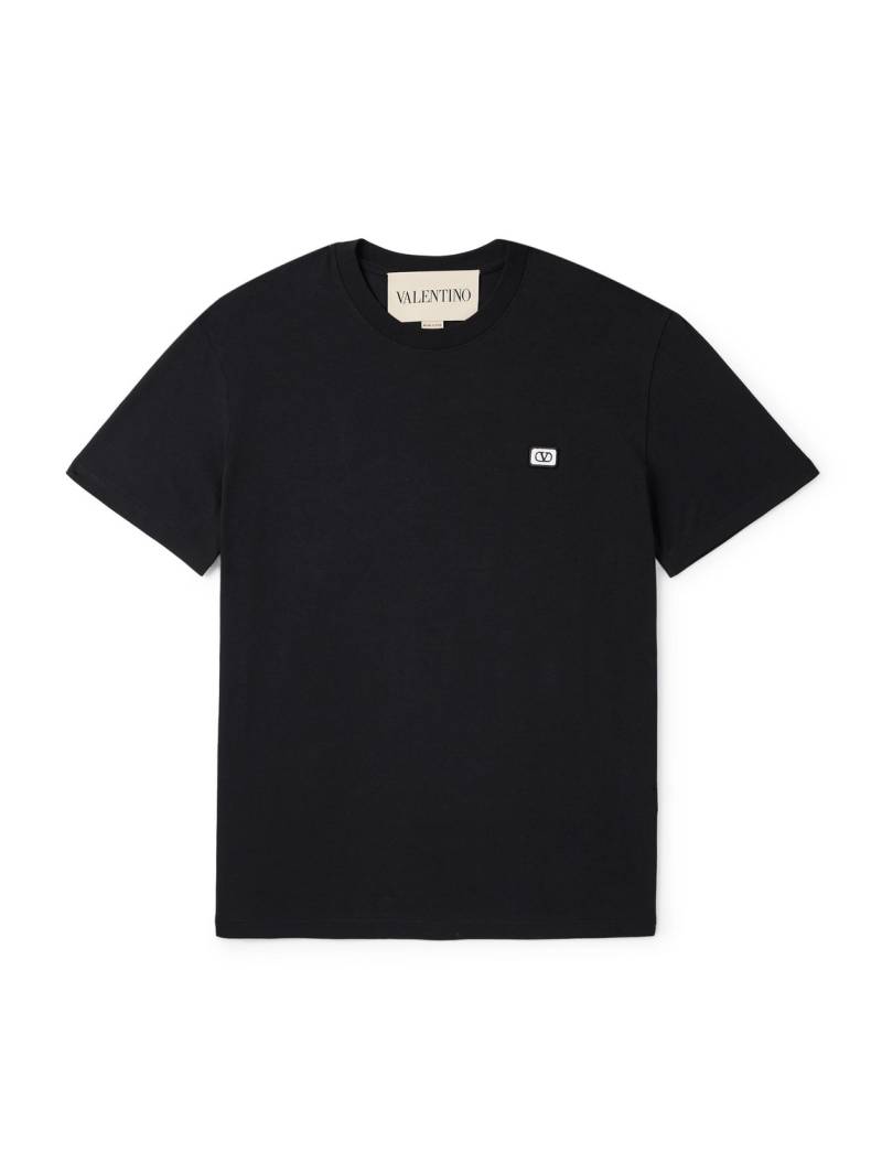 Valentino Garavani - Logo-Appliquéd Cotton-Jersey T-Shirt - Men - Black - M von Valentino Garavani