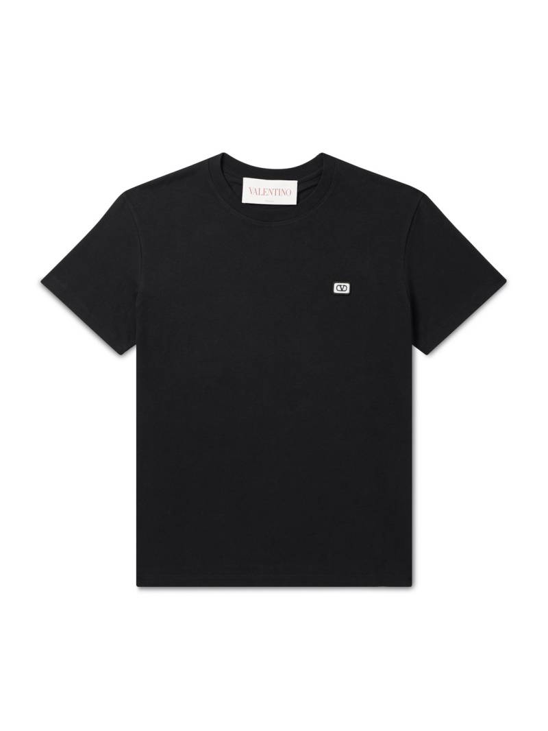 Valentino Garavani - Logo-Appliquéd Cotton-Jersey T-Shirt - Men - Black - S von Valentino Garavani
