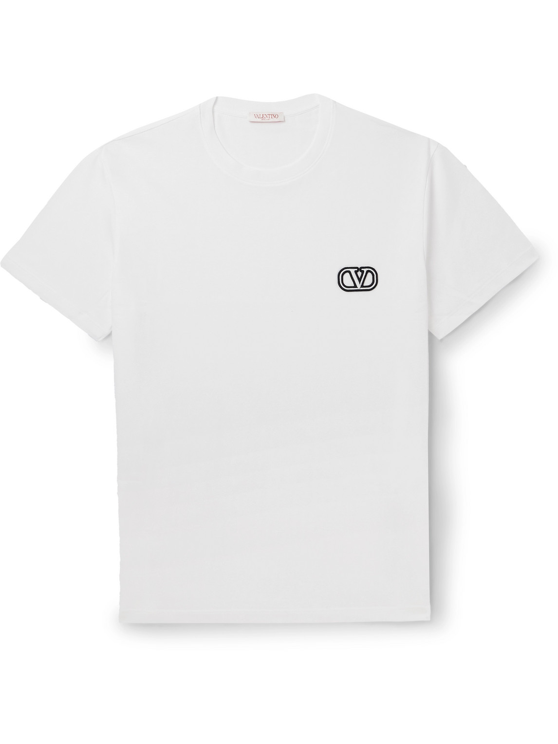 Valentino Garavani - Logo-Appliquéd Cotton-Jersey T-Shirt - Men - White - L von Valentino Garavani