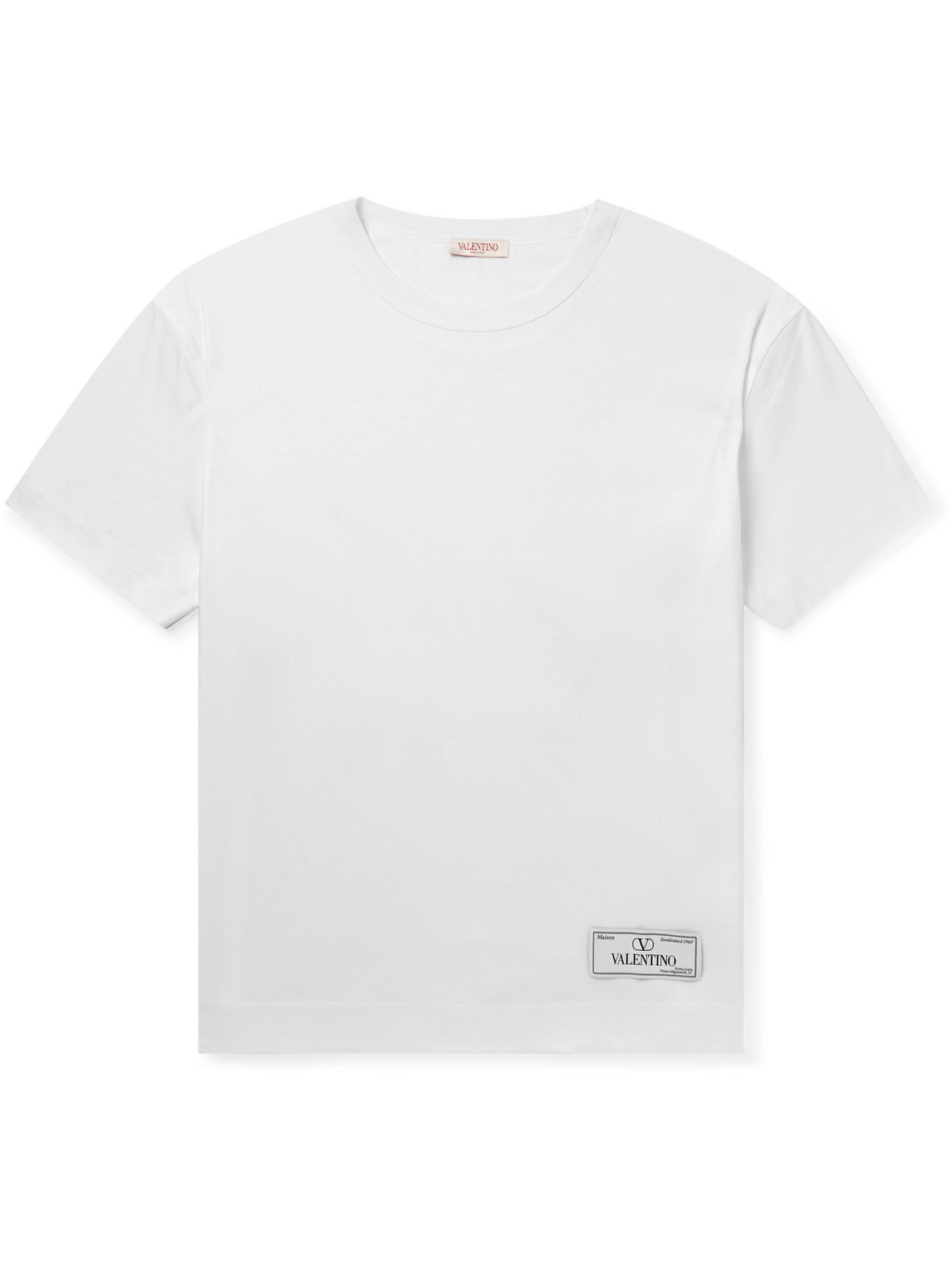 Valentino Garavani - Logo-Appliquéd Cotton-Jersey T-Shirt - Men - White - L von Valentino Garavani
