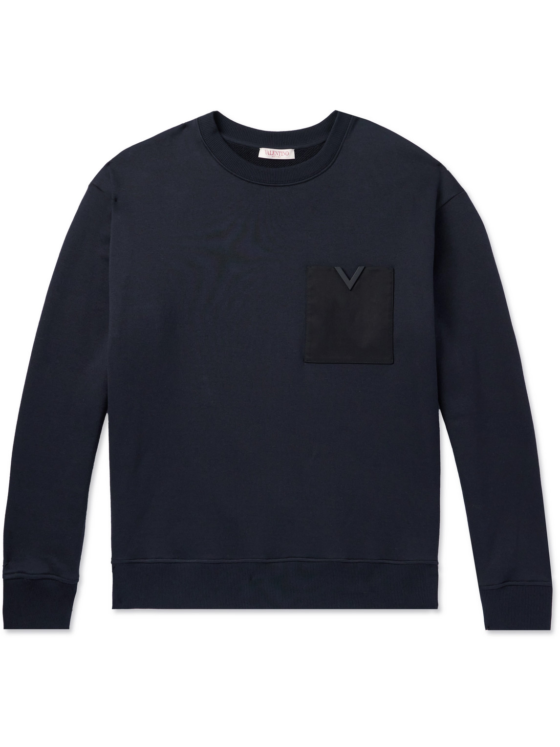Valentino Garavani - Logo-Embellished Twill-Trimmed Stretch-Cotton Jersey Sweatshirt - Men - Blue - L von Valentino Garavani