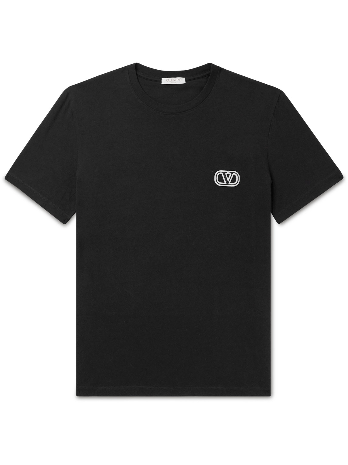 Valentino Garavani - Logo-Embroidered Cotton-Jersey T-Shirt - Men - Black - XS von Valentino Garavani