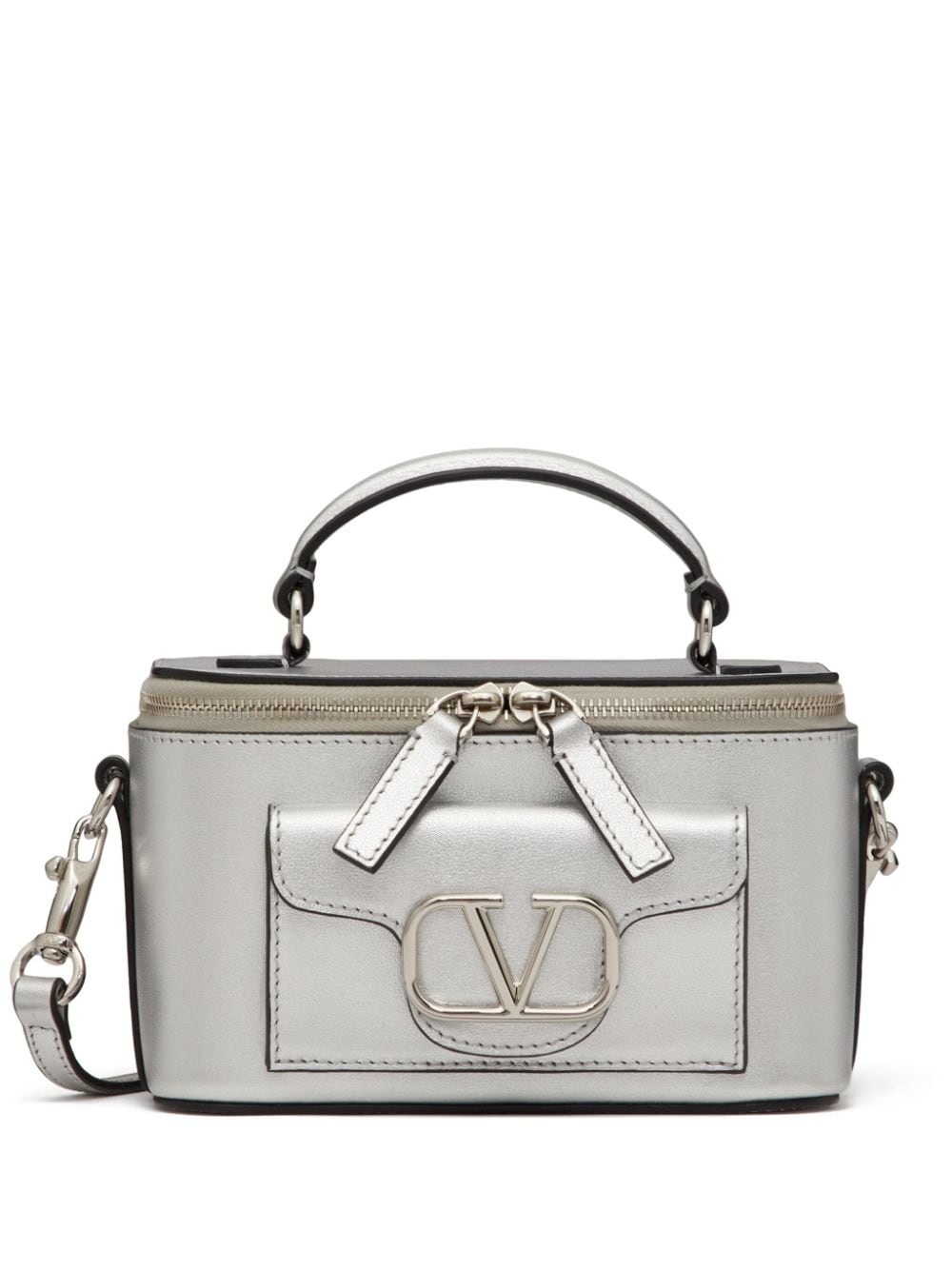 Valentino Garavani Mini Locò' metallische Handtasche - Grau von Valentino Garavani