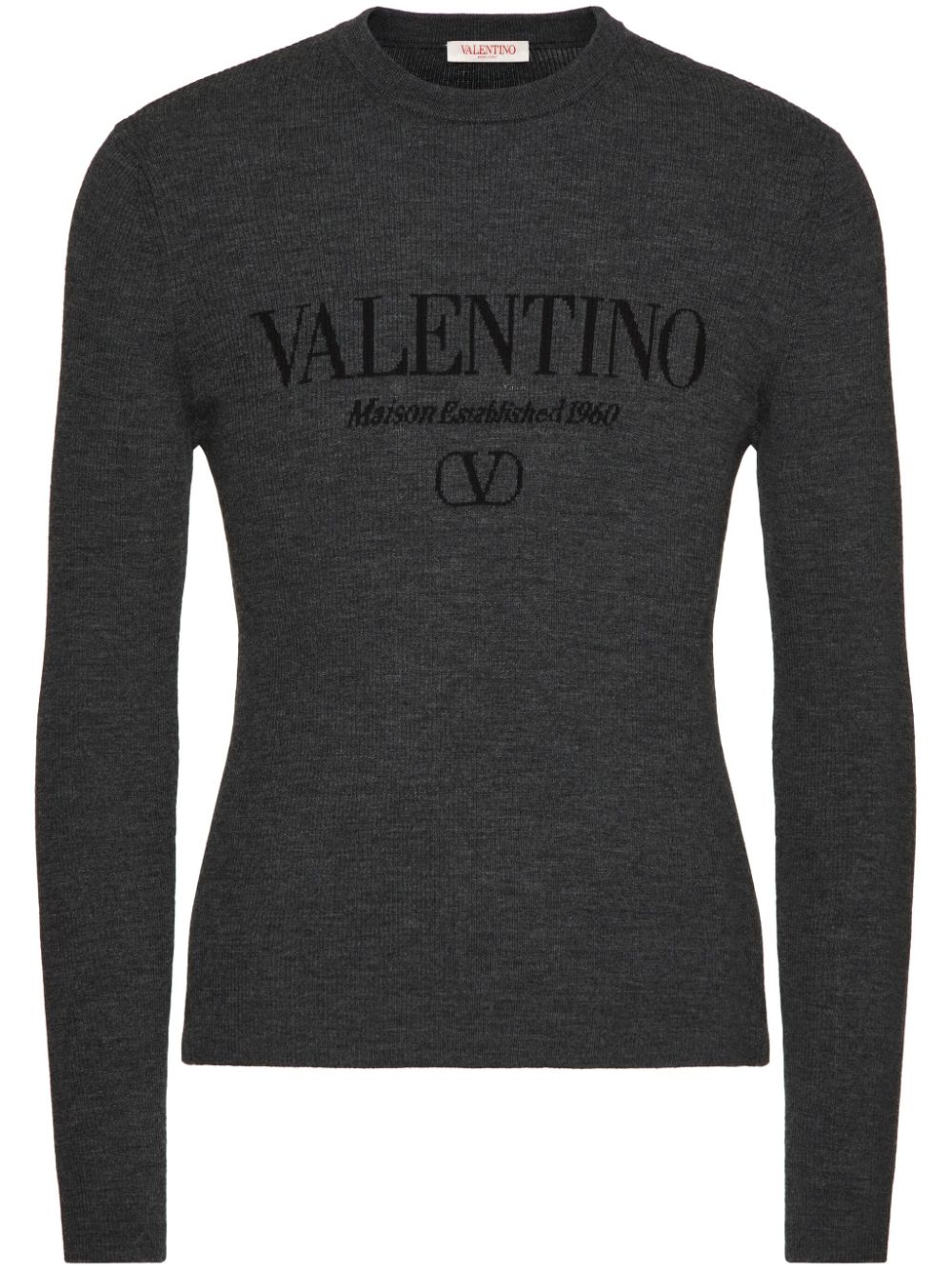 Valentino Garavani Pullover mit Intarsien-Logo - Grau von Valentino Garavani