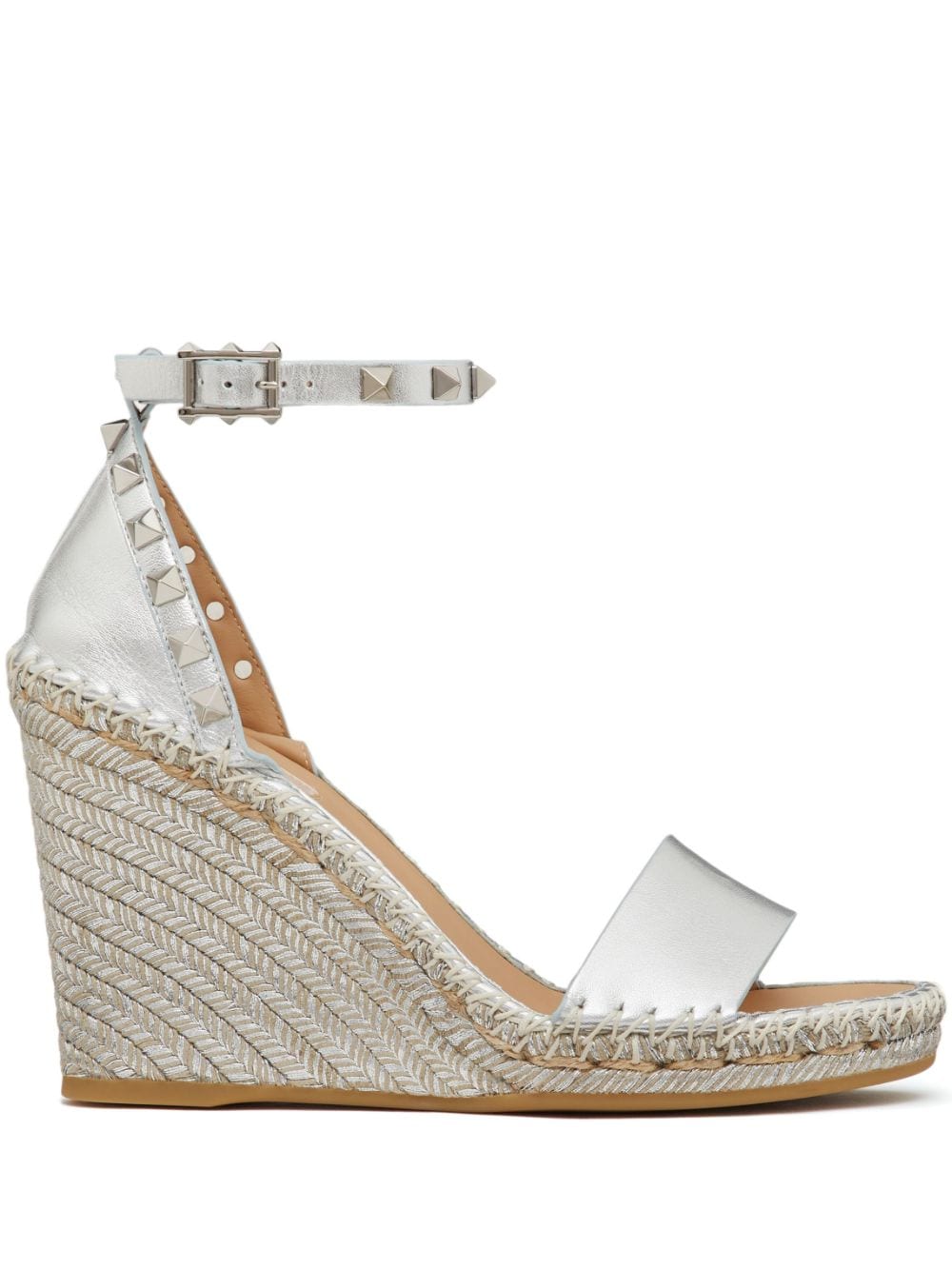 Valentino Garavani Rockstud Sandalen mit Wedge-Absatz 95mm - Silber von Valentino Garavani