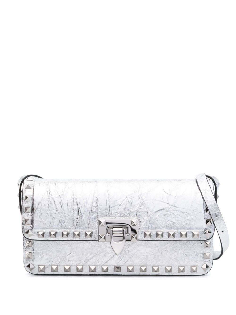 Valentino Garavani Metallic-Schultertasche mit Rockstud-Detail - Silber von Valentino Garavani