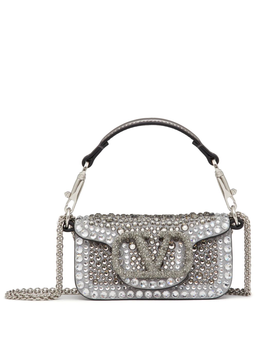 Valentino Garavani Micro Loco Handtasche mit Strass - Silber von Valentino Garavani