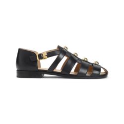Valentino Garavani Schwarze Ledersandalen Für Herren von Valentino Garavani