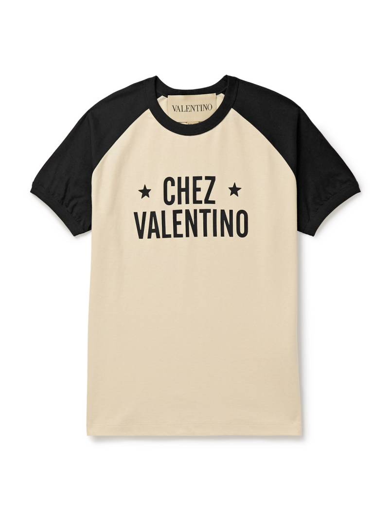 Valentino Garavani - Slim-Fit Colour-Block Logo-Print Cotton-Jersey T-Shirt - Men - Neutrals - XXL von Valentino Garavani