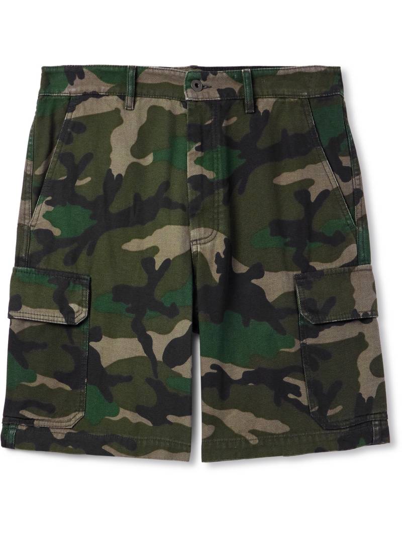 Valentino Garavani - Straight-Leg Camouflage-Print Canvas Cargo Shorts - Men - Green - IT 54 von Valentino Garavani
