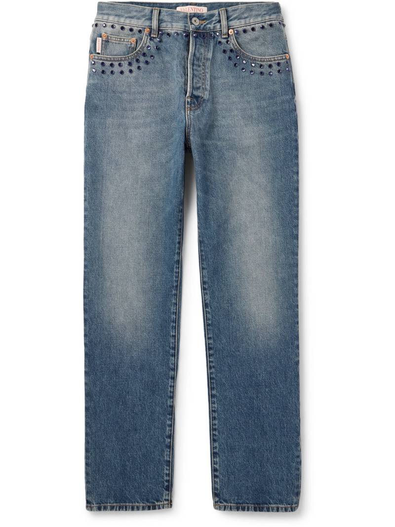 Valentino Garavani - Straight-Leg Crystal-Embellished Jeans - Men - Blue - UK/US 30 von Valentino Garavani