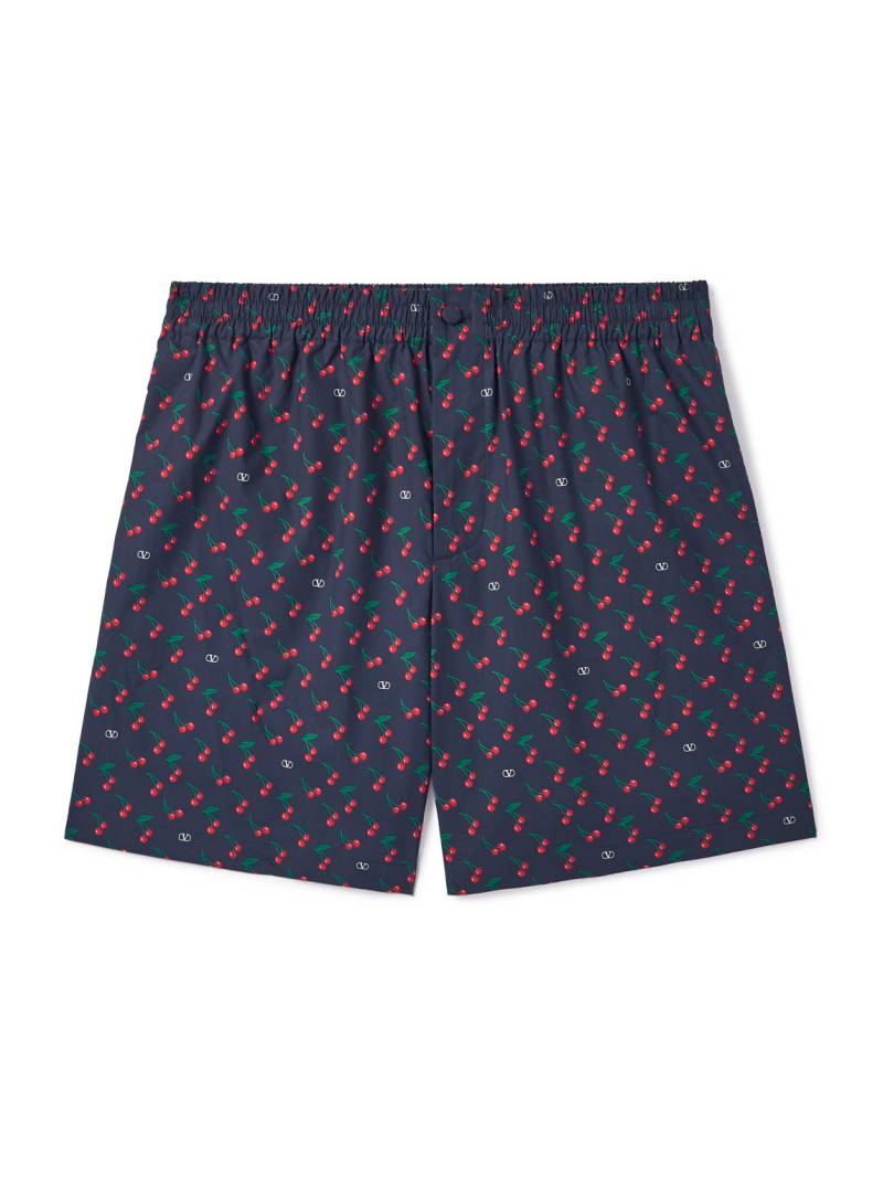 Valentino Garavani - Straight-Leg Printed Cotton-Poplin Bermuda Shorts - Men - Blue - IT 48 von Valentino Garavani