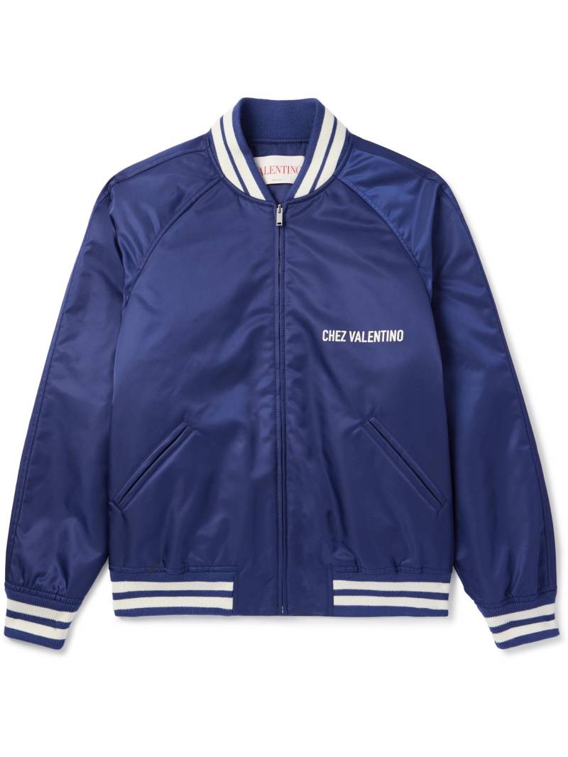 Valentino Garavani - Striped Logo-Print Padded Shell Bomber Jacket - Men - Blue - IT 48 Valentino Garavani - Striped Logo-Print Padded Shell Bomber Jacket - Men - Blue - IT 48 von Valentino Garavani