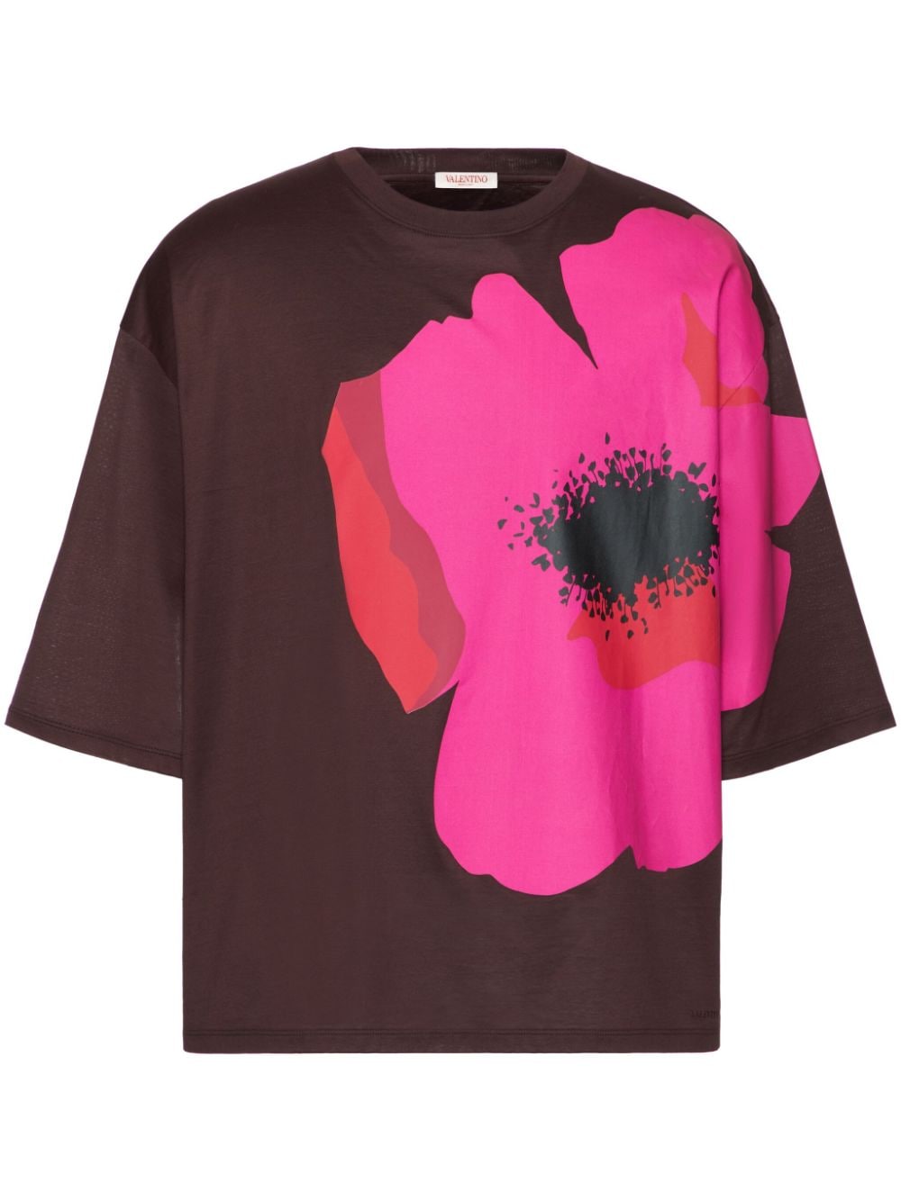 Valentino Garavani T-Shirt mit Blumen-Print - Braun von Valentino Garavani