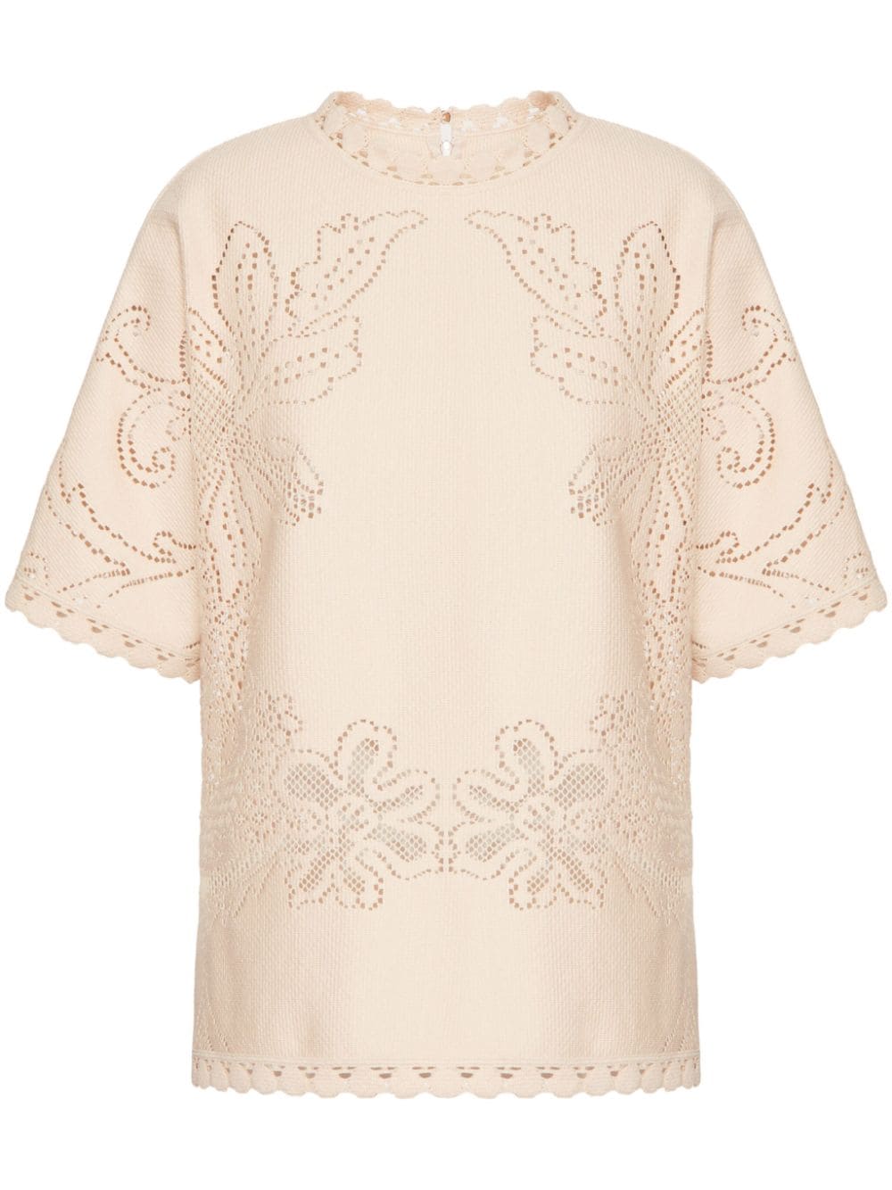 Valentino Garavani T-Shirt mit Blumenstickerei - Nude von Valentino Garavani