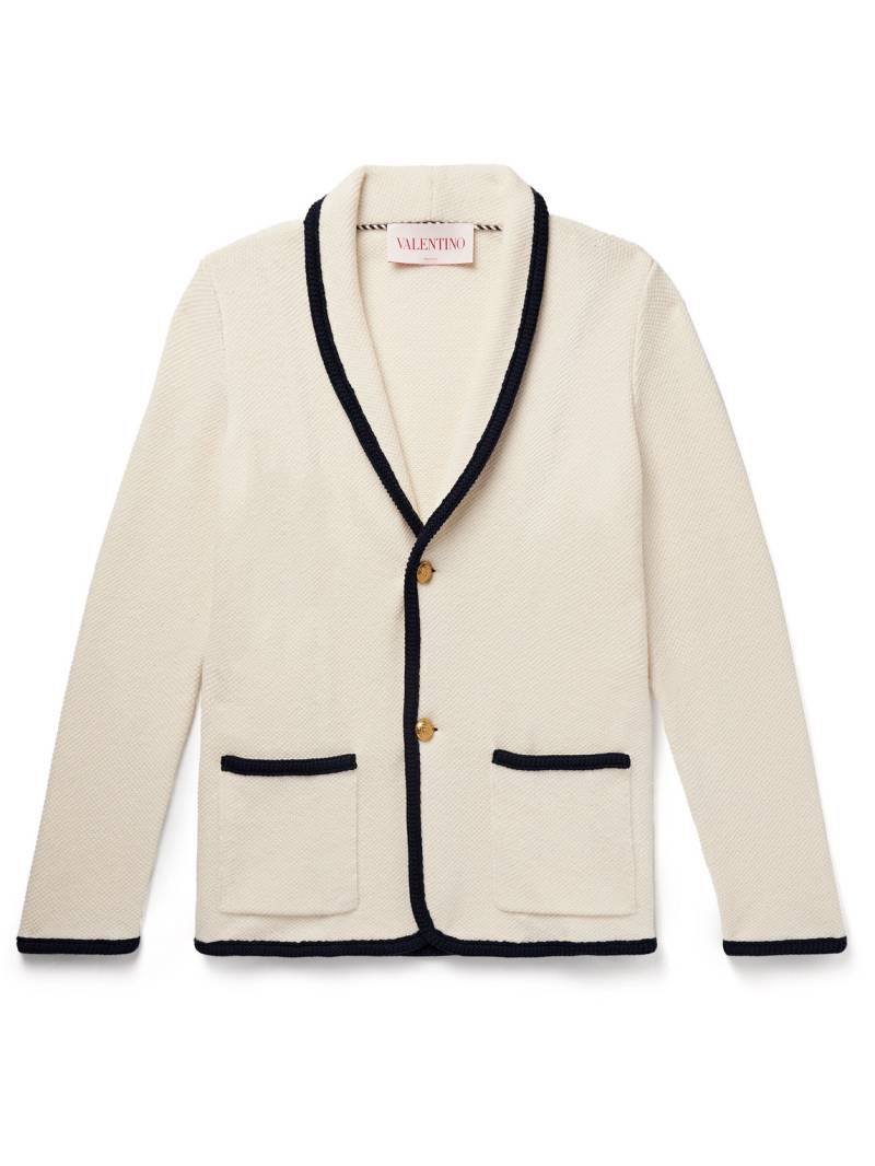 Valentino Garavani - Textured Virgin Wool and Cotton-Blend Cardigan - Men - Neutrals - S von Valentino Garavani