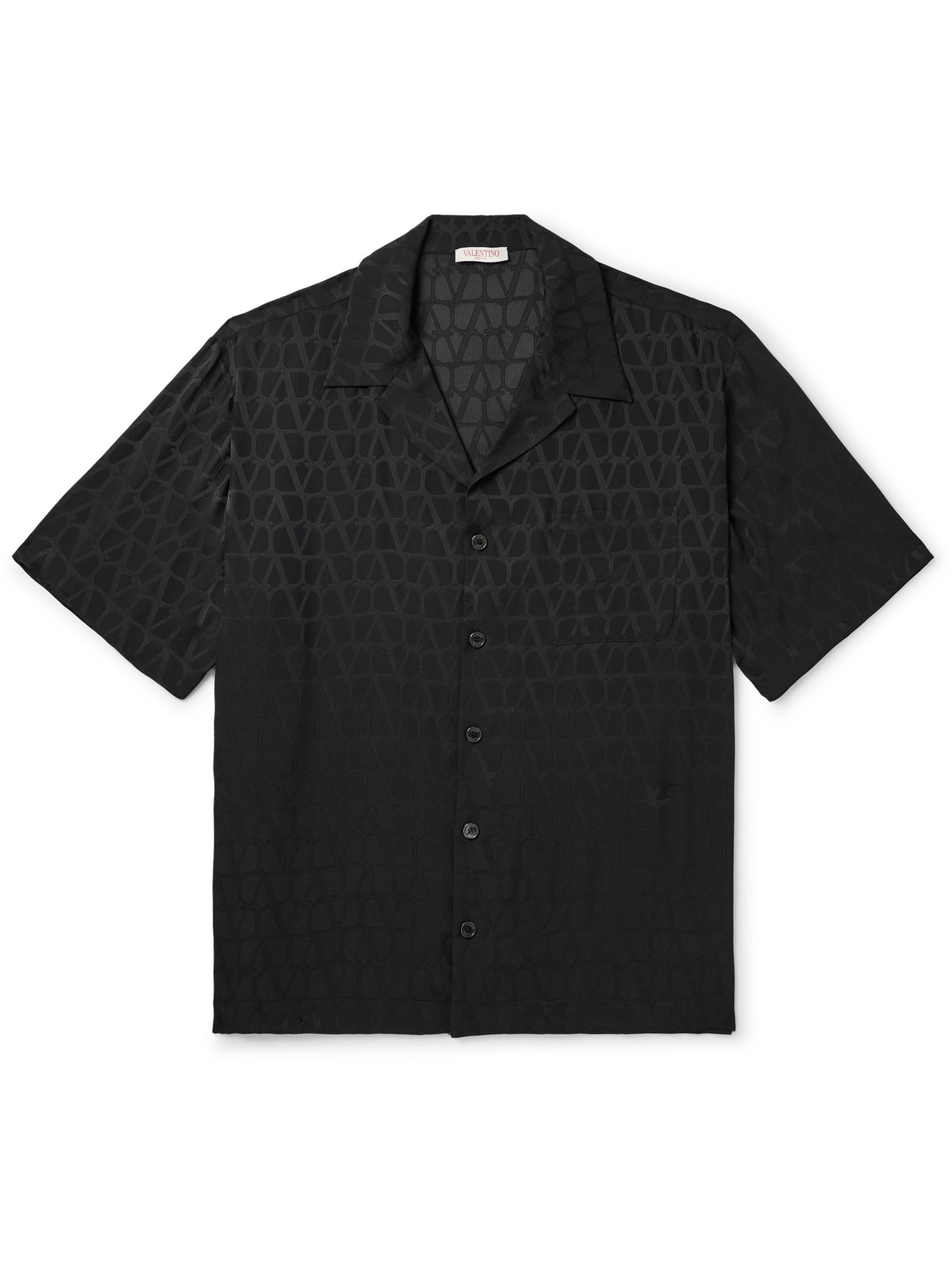 Valentino Garavani - Toile Iconograph Camp-Collar Logo-Jacquard Silk-Satin Shirt - Men - Black - IT 52 von Valentino Garavani