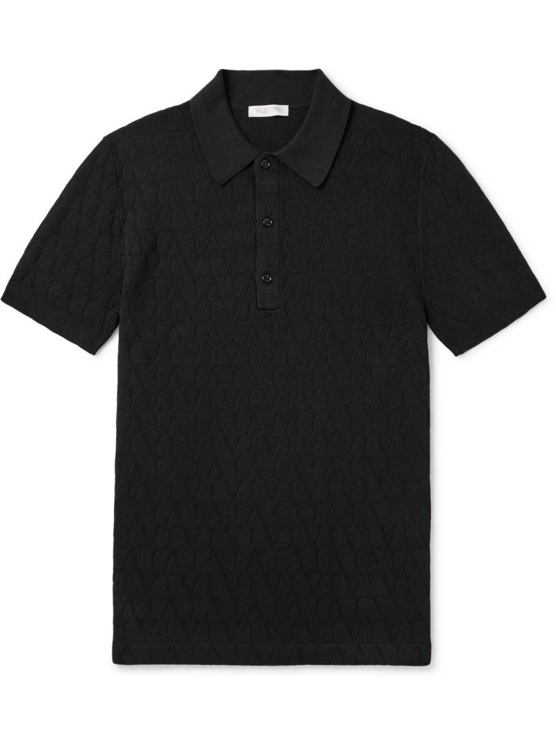Valentino Garavani - Toile Iconograph Logo-Jacquard Cotton-Blend Polo Shirt - Men - Black - M von Valentino Garavani