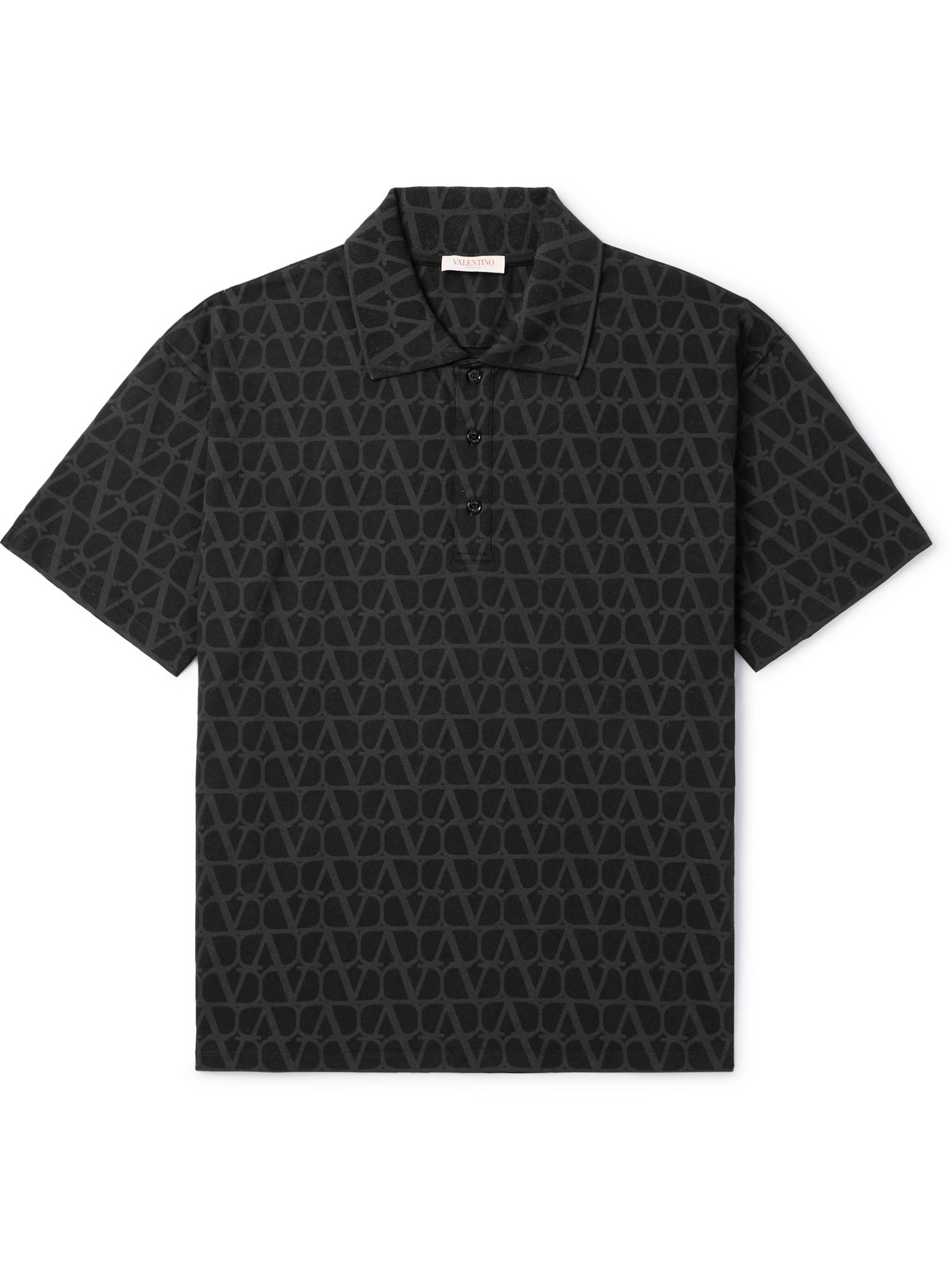 Valentino Garavani - Toile Iconographe Cotton-Jersey Polo Shirt - Men - Black - L von Valentino Garavani