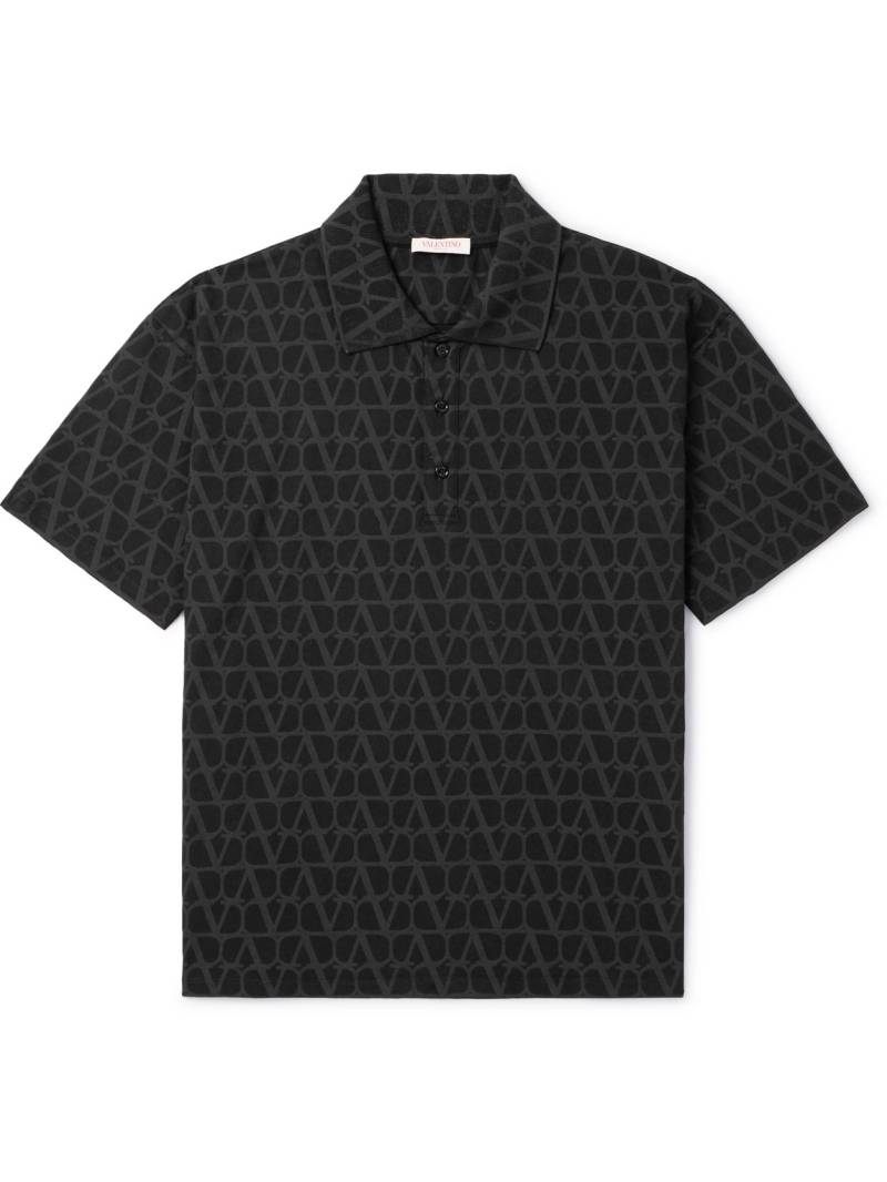 Valentino Garavani - Toile Iconographe Cotton-Jersey Polo Shirt - Men - Black - M von Valentino Garavani
