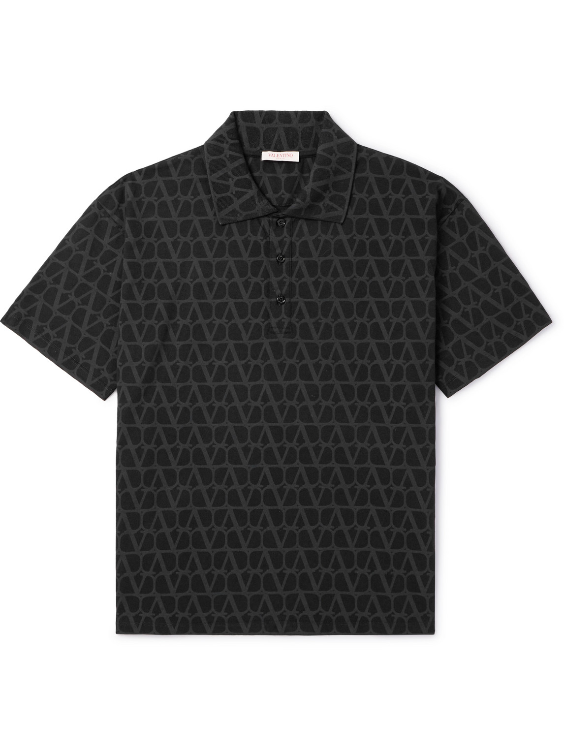 Valentino Garavani - Toile Iconographe Cotton-Jersey Polo Shirt - Men - Black - XXL von Valentino Garavani
