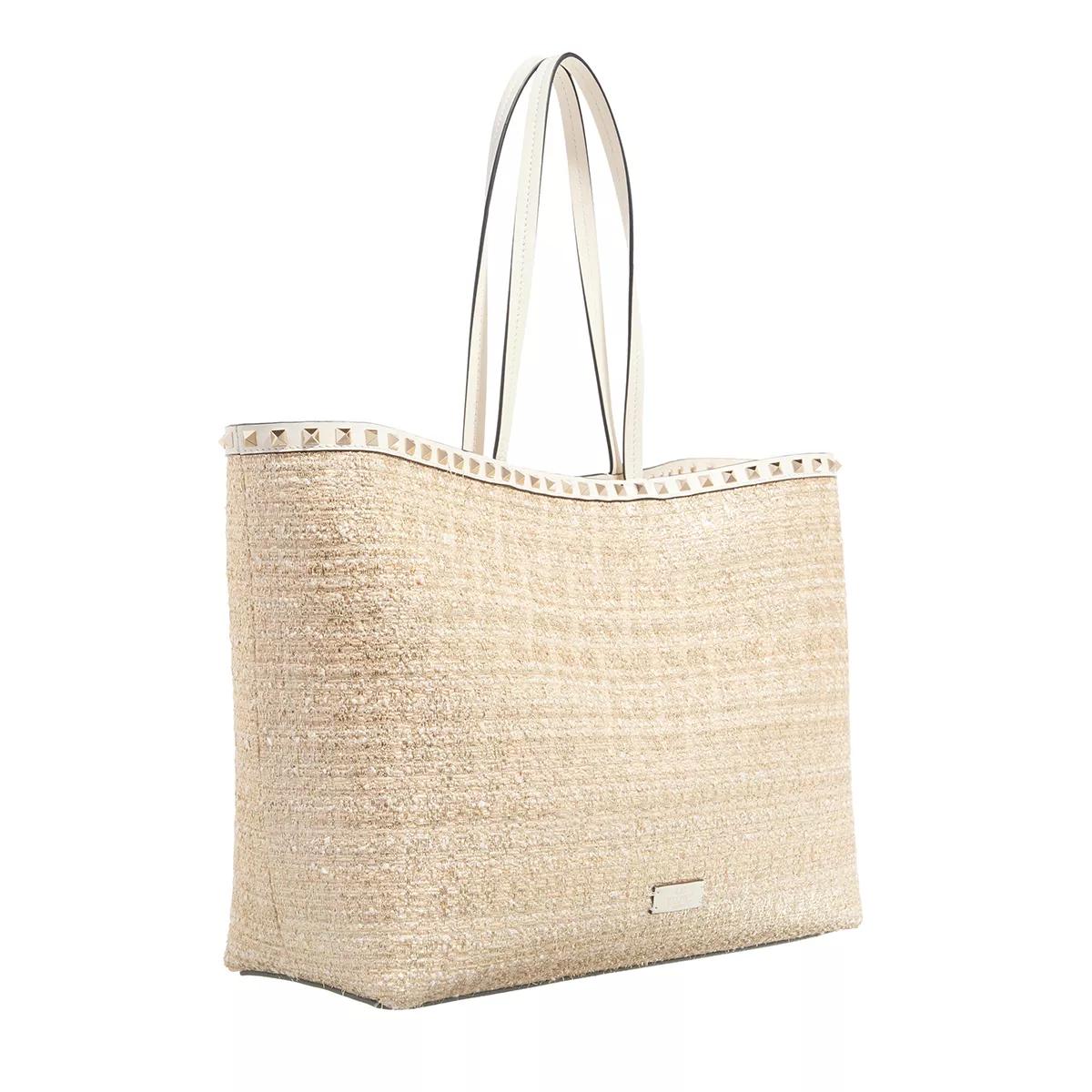 Valentino Garavani Tote - Rockstud Leather Tote - Gr. unisize - in Beige - für Damen von Valentino Garavani