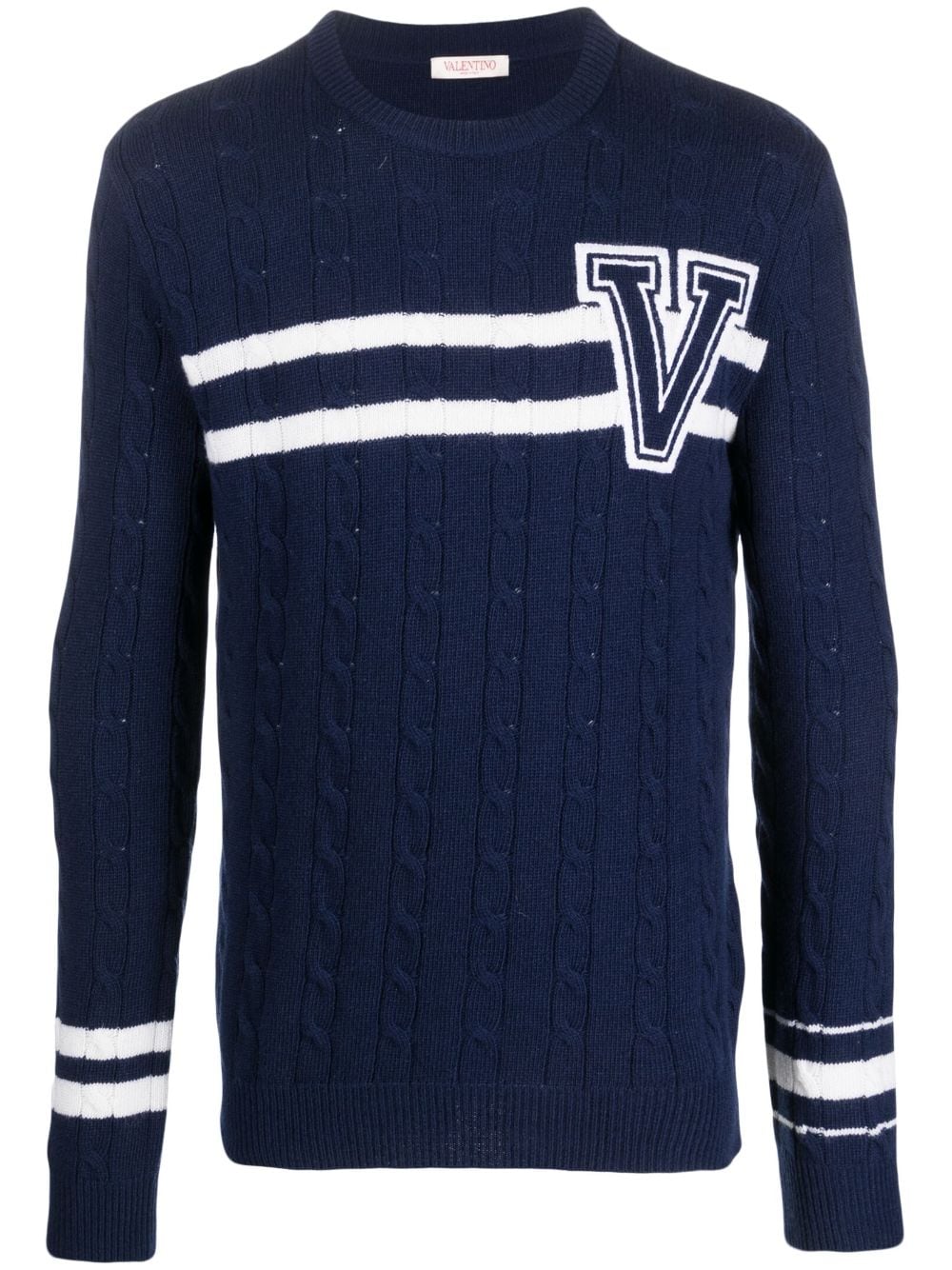 Valentino Garavani Gestreifter Pullover mit Logo-Stickerei - Blau von Valentino Garavani