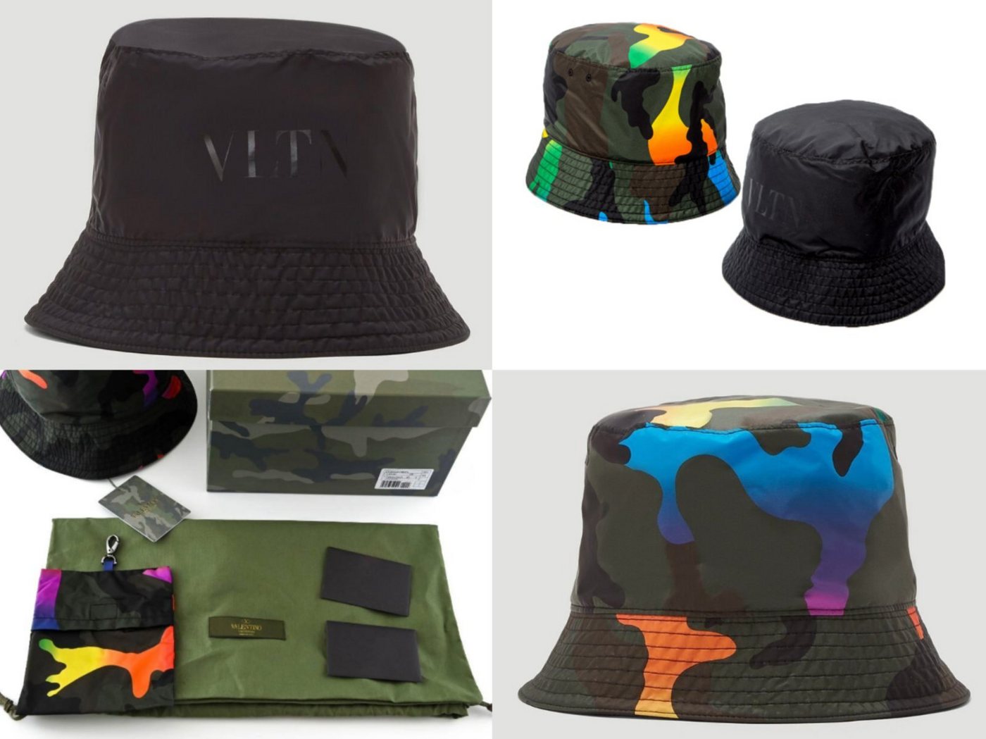 Valentino Baseball Cap VALENTINO GARAVANI Reversible Camouflage Shell Bucket Hat Cap Hut Fisc von Valentino