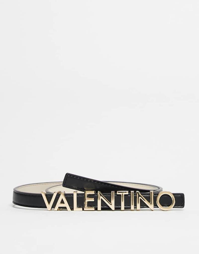 Valentino - Belty - Schmaler Gürtel in Schwarz mit goldfarbener Metallverzierung von Valentino