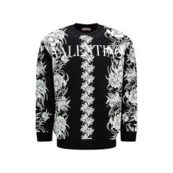 Valentino Daisyland Schwarzer Baumwoll-sweatshirt Mit Blumenprint von Valentino