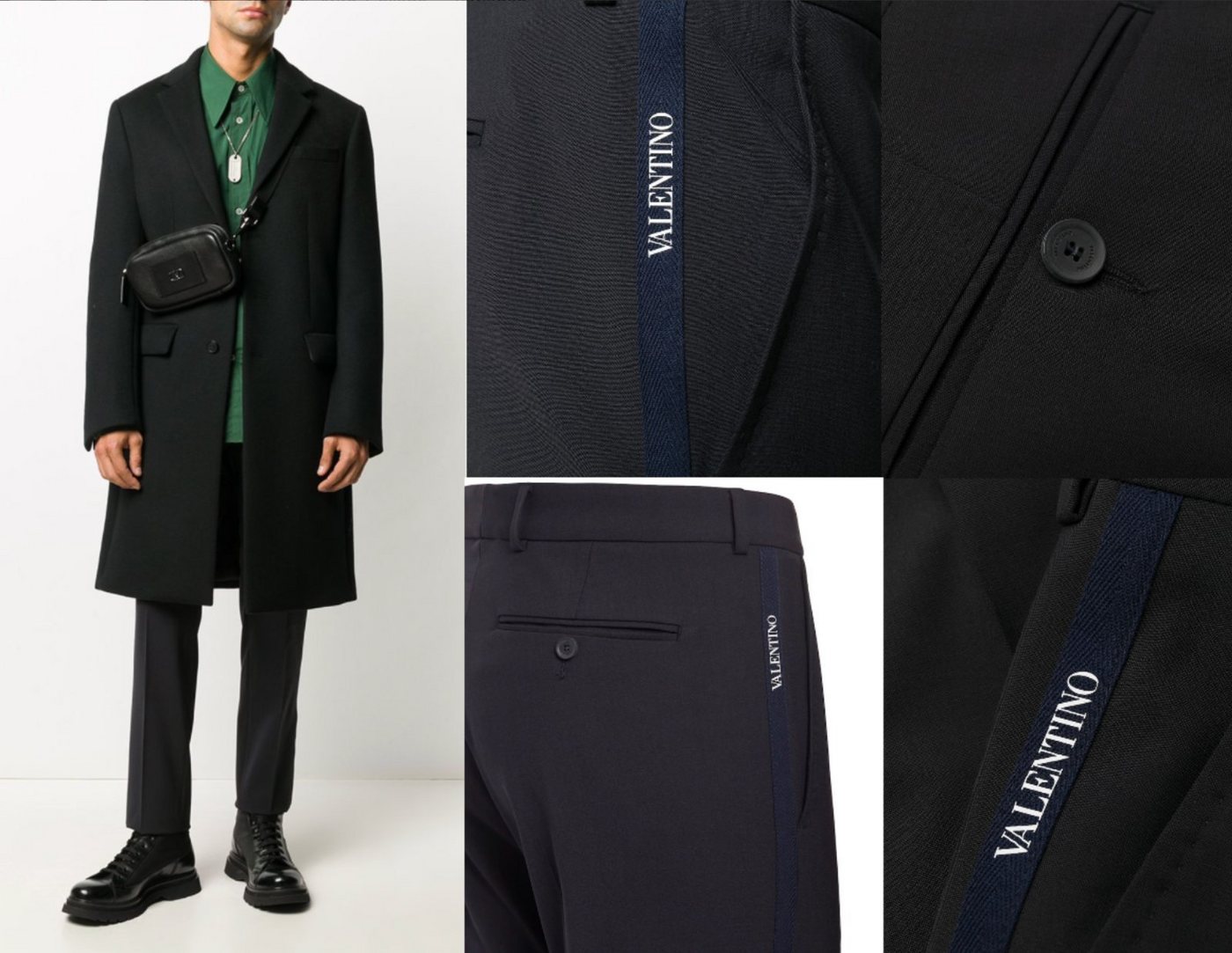 Valentino Loungehose VALENTINO TAILORED WOOL BLEND SLIM PANTS ICONIC TAPE LOGO TROUSERS HOS von Valentino