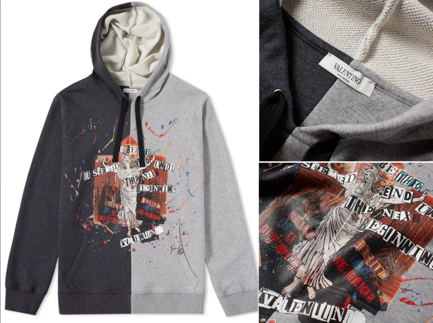 Valentino Sweatshirt VALENTINO FELPA HOODY SWEATJACKE JAMIE REID PUNK POEM CUT SEW SWEATSHI von Valentino