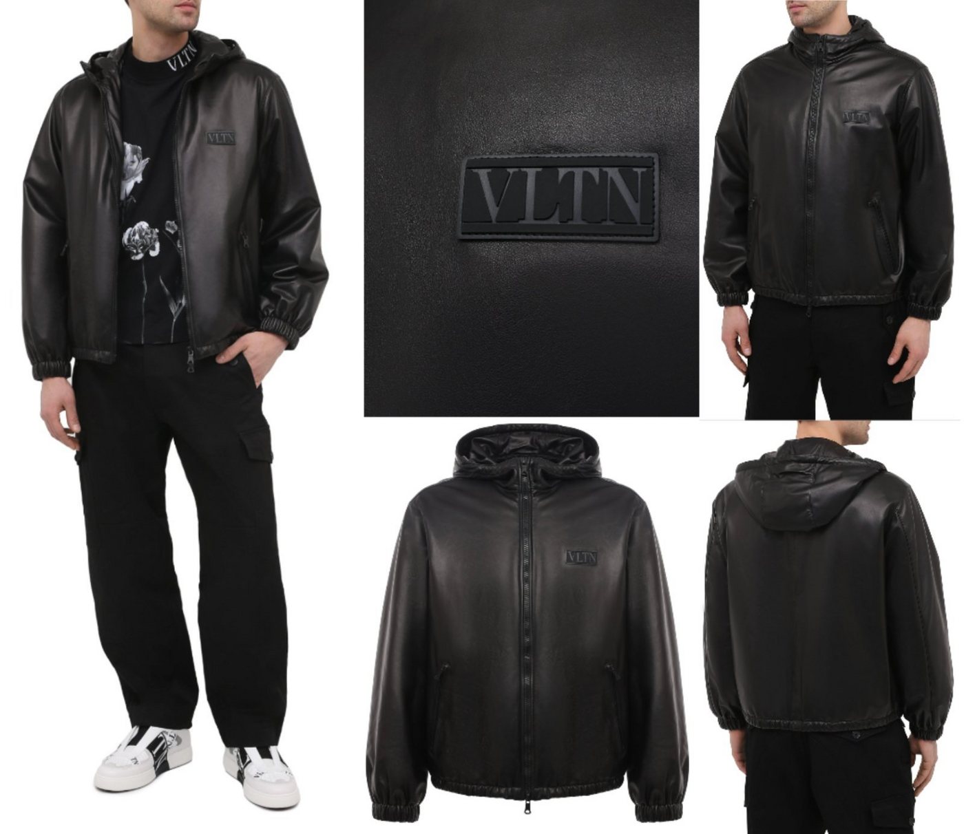 Valentino Winterjacke VALENTINO BOMBER JACKET LEATHER VLTN Logo Blouson Mantel Coat Bomber J von Valentino