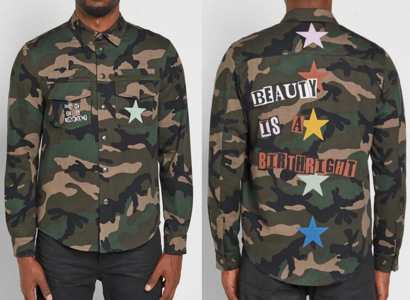 Valentino Winterjacke Valentino Jamie Reid Punk Star Military Camouflage Shirt Jacket Army J von Valentino