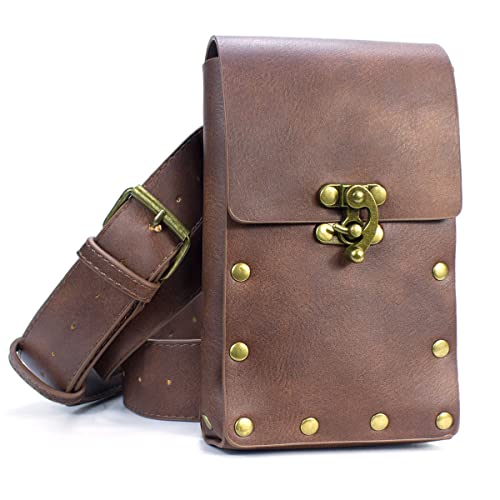 Hüfttasche Bauchtasche Crossover Korsett Geldbörse Leder Bein Hüfttasche Casual Daypack Gothic Festival Cosplay Kostüm Gürtel Geldbörse, Brown von Valentoria