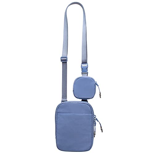 Kleine Umhängetasche für Damen und Herren mit abnehmbarer kleiner Tasche, verstellbare Gürteltasche für Handy, Geldbörse, Tasche, Reisen, Workout, Blau, Small, Crossbody von Valentoria