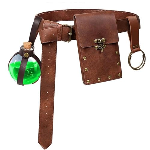 Steampunk Fashion Gürteltasche Gürteltasche Telefon Geldbörse Festival Mittelalter Renaissance Kostüm Retro Cosplay Zubehör, 3B, Braun, Jahrgang, mittelalterlich von Valentoria