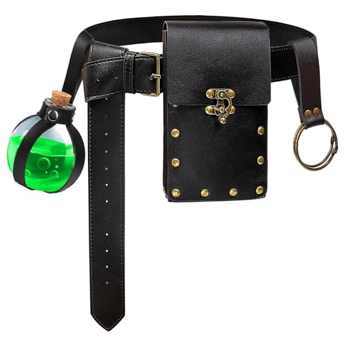 Steampunk Fashion Gürteltasche Gürteltasche Telefon Geldbörse Festival Mittelalter Renaissance Kostüm Retro Cosplay Zubehör, 3B-Schwarz, Jahrgang, mittelalterlich von Valentoria