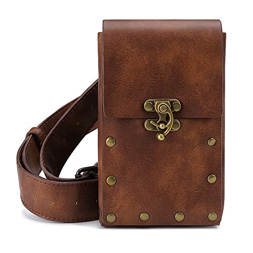 Steampunk Leder Crossbody Schulter Tote Handtasche Messenger Gothic Hüfttasche Gürteltasche Motorrad Drop Bein Tasche Hip Holster Gürteltasche Tasche Kette Reise börse für Damen Herren von Valentoria