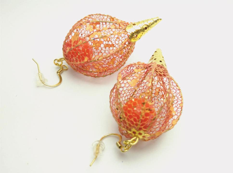 Physalis, Ohrhänger, Weihnachtsohrringe, Glitzerohrringe, Blumenohrringe, Boho, Rotgold Ohrringe, Maskerade Ohrringe Physalis, Ohrhänger, Weihnachtsohrringe, Glitzerohrringe, Blumenohrringe, Boho, Rotgold Ohrringe, Maskerade Ohrringe von ValeriBell